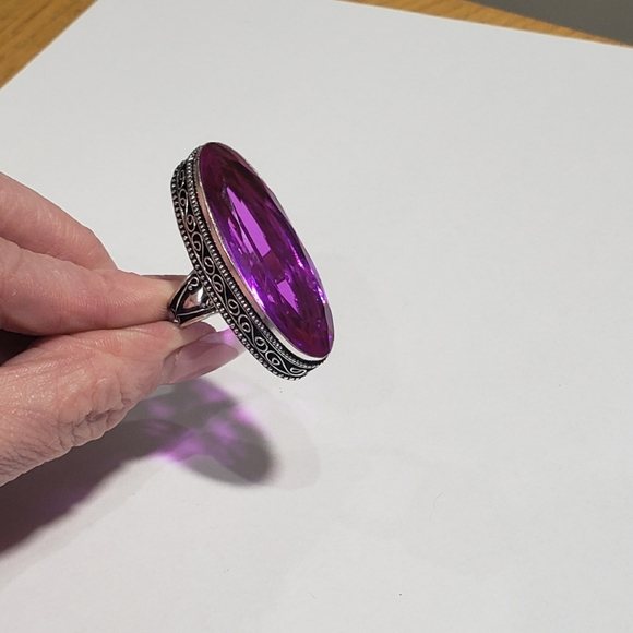 Rubellite ring, 925 silver pink rubellite vintage ring - Picture 8 of 12